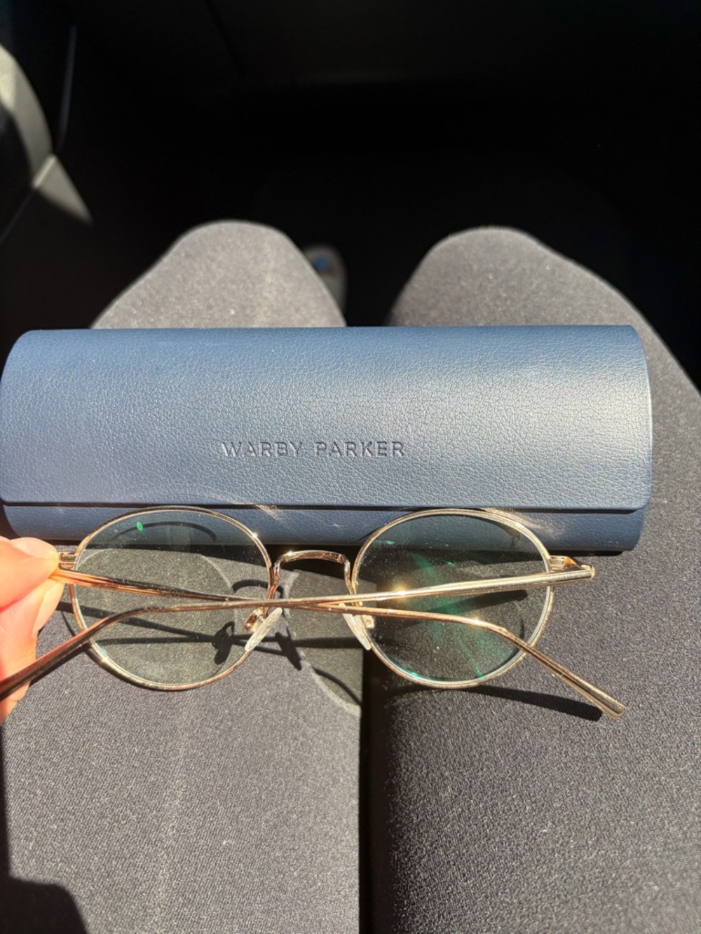Warby Parker Women  Round Metal Glasses in Gold with Blue Case